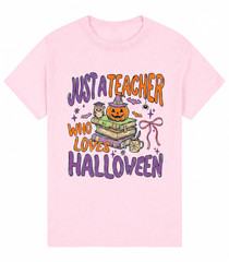 Retro Teacher Halloween T Shirt Funny Just A Teacher Who Loves Spooky Fall Tee