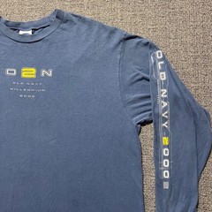Vintage Old Navy Millennium 2000 Long Sleeve Shirt Mens XL Blue Graphic O2N Y2K