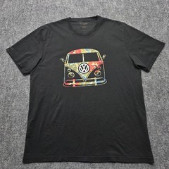 Crazy Shirt Men’s XL Black Volkswagen VW Bus Floral Graphic Pima Cotton T-Shirt
