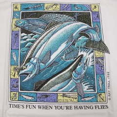 Vintage Ray Troll Shirt Mens XL White Fishing Nature Outdoor Art Tee 80s