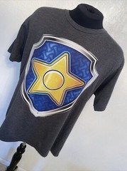 Paw Patrol Chase Badge T-Shirt XL Gray Nickelodeon Cartoon Dogs Puppy