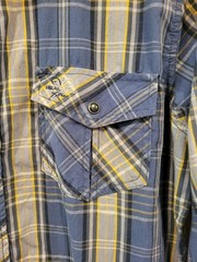 RealTree Xtra Blue Mens Medium Plaid Button Up Pearl Snap Long Sleeve Shirt