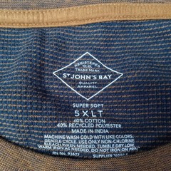 St. John’s Bay Long Sleeve Waffle Knit Thermal Shirt Men’s Size 5XLT Monk Brown