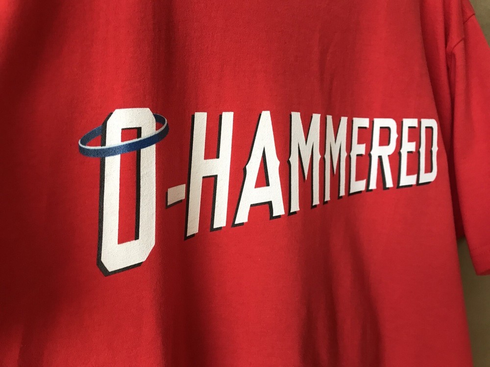 O-Hammered Baseball Shirt ~ 2XL ~Logan O’Hoppe Home Run MLB Fan Art ~ O-Hoppe