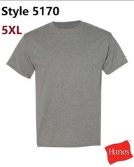 Hanes 5170 5XL EcoSmart Crewneck Short Sleeve Tee Pit to Pit 31″ Oxford Gray