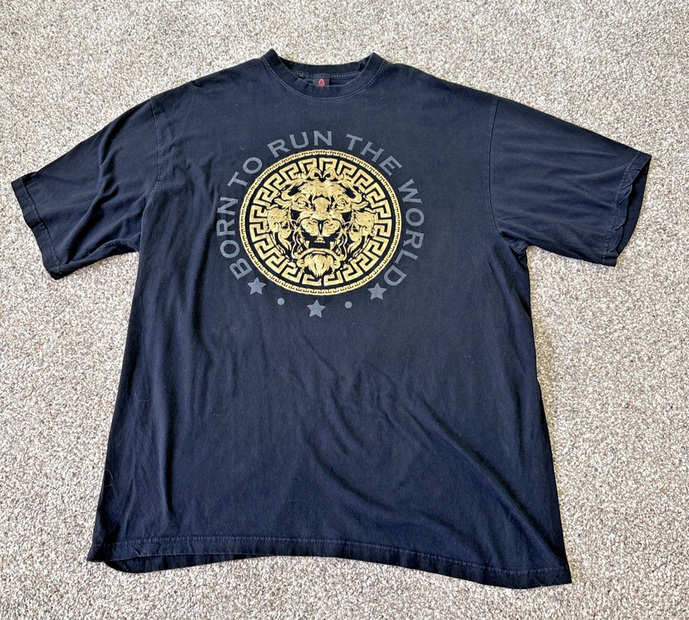 Vintage Iced Out Clothing Co. T-Shirt Mens 4 XL Born To Run The World Black Gold