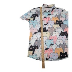 Anime Kitty Cat Button Up Shirt, MEOW MEOW! Colorful Cats Sz XL