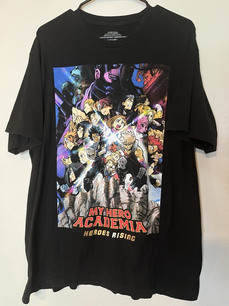 My Hero Academia Shirt Mens XL Black Heroes Rising Anime Manga Short Sleeve