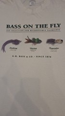 Vintage G.H. Bass Bass On The Fly Fishing T-Shirt USA Made White Size L Cotton