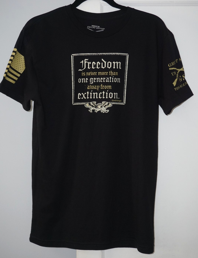 Grunt Style Freedom Ronald Reagan Quote Black T-Shirt Mens Size Medium