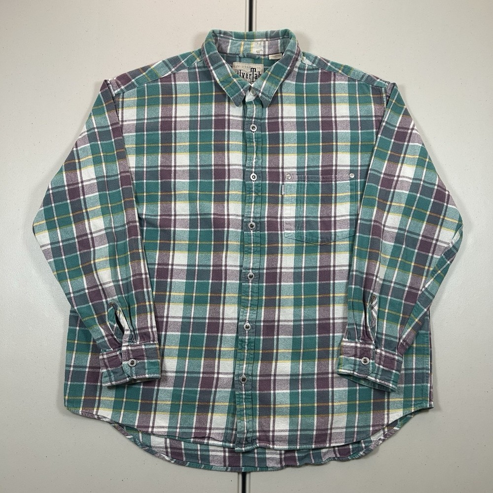 Vintage Levi’s Silver Tab Flannel Shirt Men’s Size Large Button Up Long Sleeve