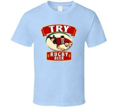 Try Rugby Beer Football Sports Drink Famous Sports Retro Style T Shirt