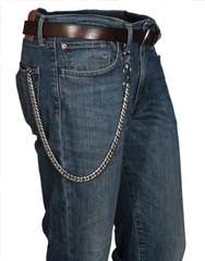 Round Stainless Steel Key Chain Wallet Chain (24.8″, Gold-Stainless)