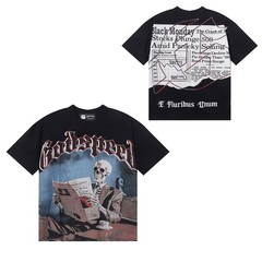 Summer New Style Skull Rock Band Letter Print Short-sleeved T-shirt GOD1