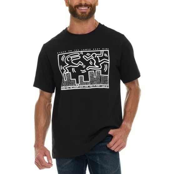 Keith Haring Men’s Short Sleeve T-Shirt Large Dancing on The Lower East Side