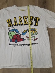 Market Shirt Men’s Size L White Running Away From My Problems Graphic Smiley