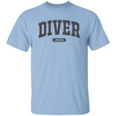 Diver Personalized Unisex T-shirt Custom Scuba diving White Sand Light Blue