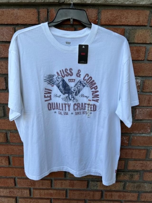 New $24.50 Tags NWT LEVIS White 100% Cotton Eagle T Shirt XL Extra Large