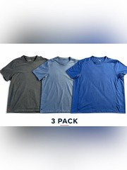 3 Pack-UNTUCKit Short Sleeve Crew Men’s T-Shirt – XXL Charcoal/Lt. Blu/Royal Blu