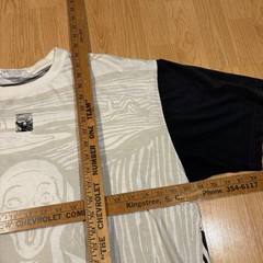 Vintage 1992 Edvard Munch The Scream Black White All Over Print Art Tee Size XL