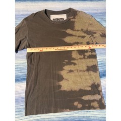 Upcycled Bleach Wash Tee Charcoal Olive Gold Asymmetric Mens Large Moths
