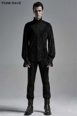 Punk Rave Men Goth Tops Palace Rereo Jacquard Banquet Wedding Long Sleeve Shirt