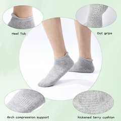 Pilates Yoga Non Slip Grips Socks, Sticky Ballet Workout Hospital Socks, 4 Pairs