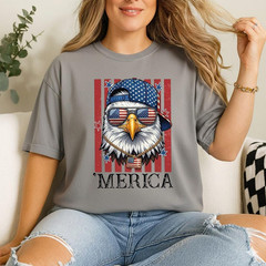 Funny Merica Eagle Shirt Patriotic USA Flag Independence Day Graphic Tee