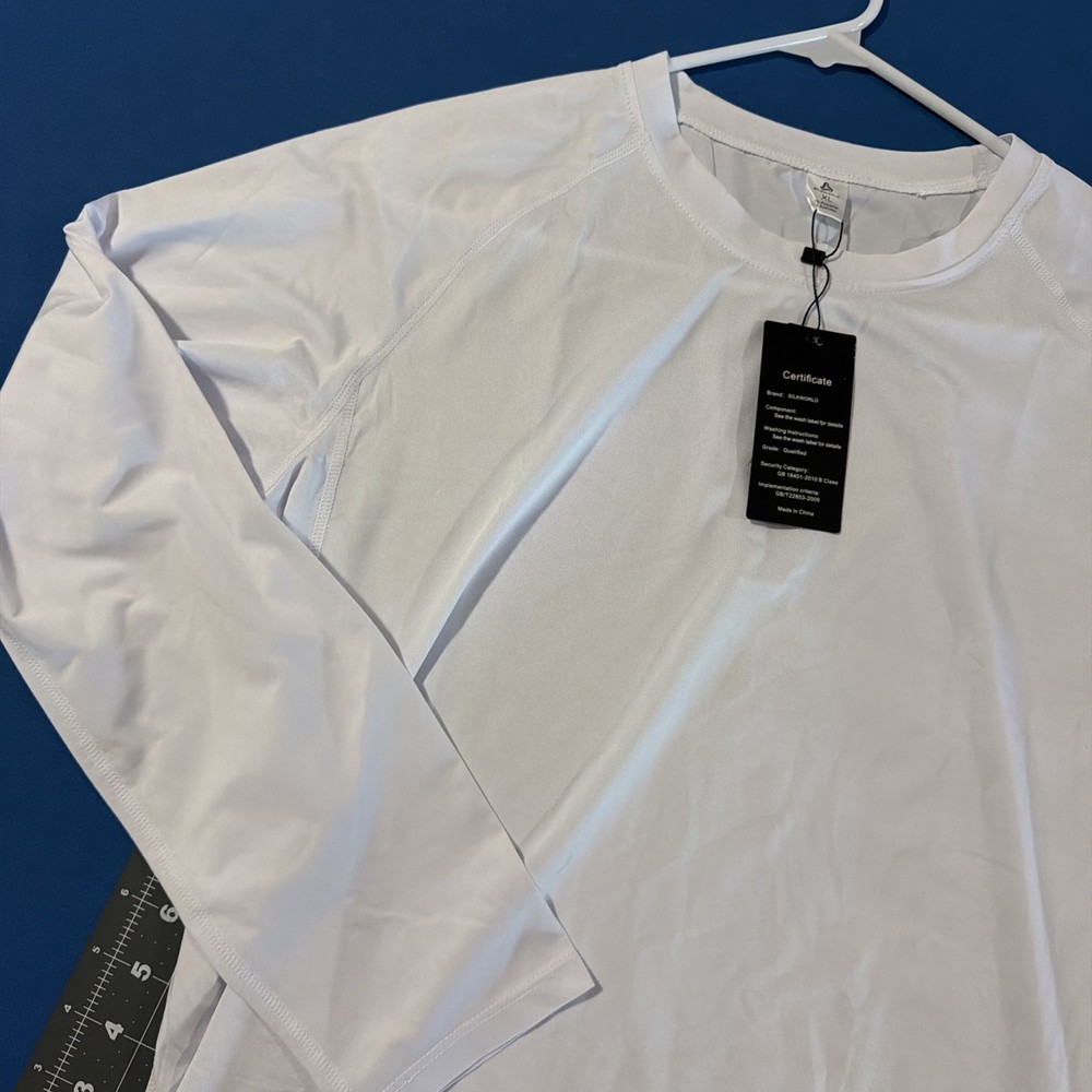 Silkworld Base Layer Compression Shirt Mens XL White Long Sleeve Gym Train – New
