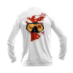 Sea Fear Men’s 50+ UPF Long Sleeve Rash Guard Scuba Diving Dive Mask White