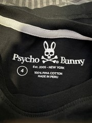 Psycho Bunny Men’s Black Pima Cotton Graphic Logo Crew Neck T-Shirt Size 4
