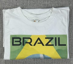 Bay Island Sportswear Brazil Shirt Mens Large Christ the Redeemer Flag Graphic