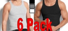 6 MENS Dark Color Tank Top Wife Beater A-Shirts 3XL Ribbed 100 % Cotton 3XL