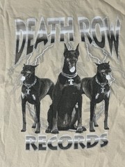 Death Row Records Mens Graphic T-Shirt Tan Doberman Lightning Rap Tee Large