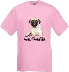 Pug Dog Family Forever Pet Novelty T Shirt Various Colours And Sizes