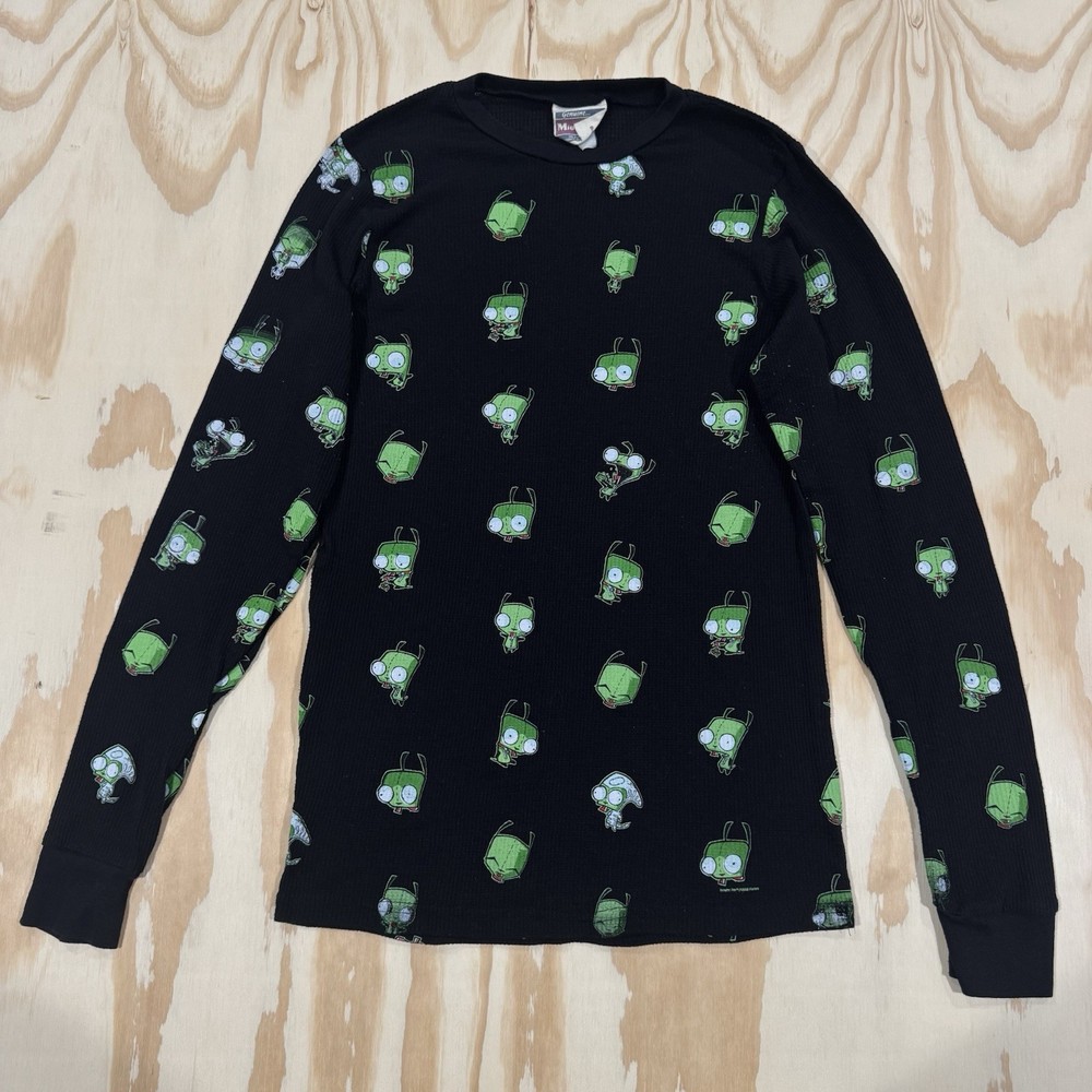 Vintage Invader Zim Thermal Shirt Mighty Fine Medium 2006 Hot Topic Y2K Cartoon