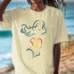 Minimal Wonder Woman Line Art T-Shirt | Feminine Superhero, Women Empowerment