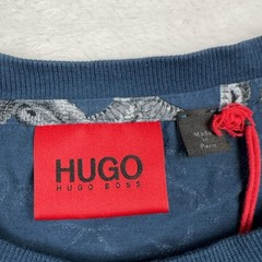 HUGO BOSS Regular Fit T-Shirt Men M Blue Graphic Print Logo Cotton Jersey