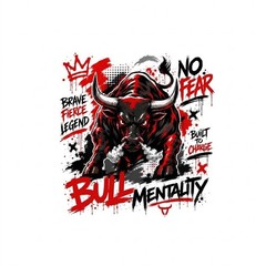 Aggressive Bull Mentality Shirt Edgy Streetwear Urban Animal Graphic Mens Tee