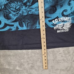 Vtg Cozumel Mexico Shirt Men XL Blue Black Yazbek Ocean Dolphin Fish Graphic AOP
