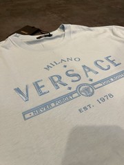 $750 RARE Versace Men’s Logo Cotton Jersey T-Shirt Pastel Blue XXL