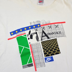 VTG Nike Agassi White T-Shirt Size L Tennis 41-43 Made in USA Advantage