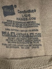 Hanes Mens ComfortSoft T-Shirt Short Sleeve Round Neck Khaki Size L 100% Cotton