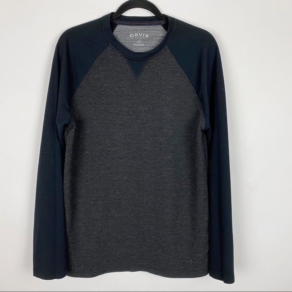Orvis Raglan Sleeve Heathered Colorblock Crewneck Shirt Mens Medium Pullover