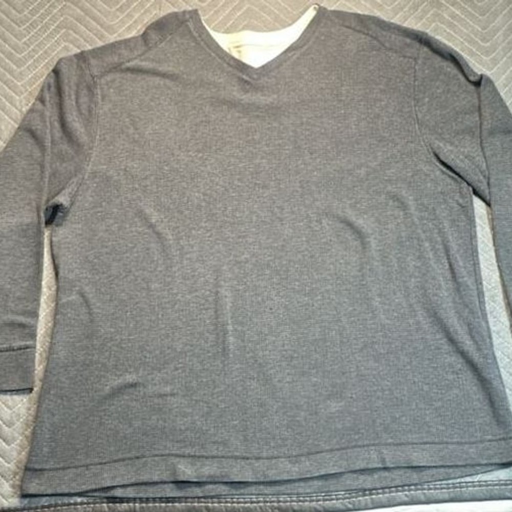 Method Mens XXL Heather Charcoal Gray Thermal Waffle Knit Long Sleeve V-Neck