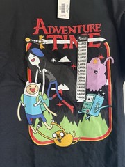 Adventure Time Black Graphic T-Shirt Size Large Short Sleeve Cartoon Network NEW