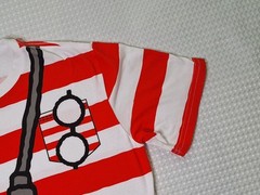 Where’s Waldo? Red & White Striped Cotton Blend T-shirt Size M Costume