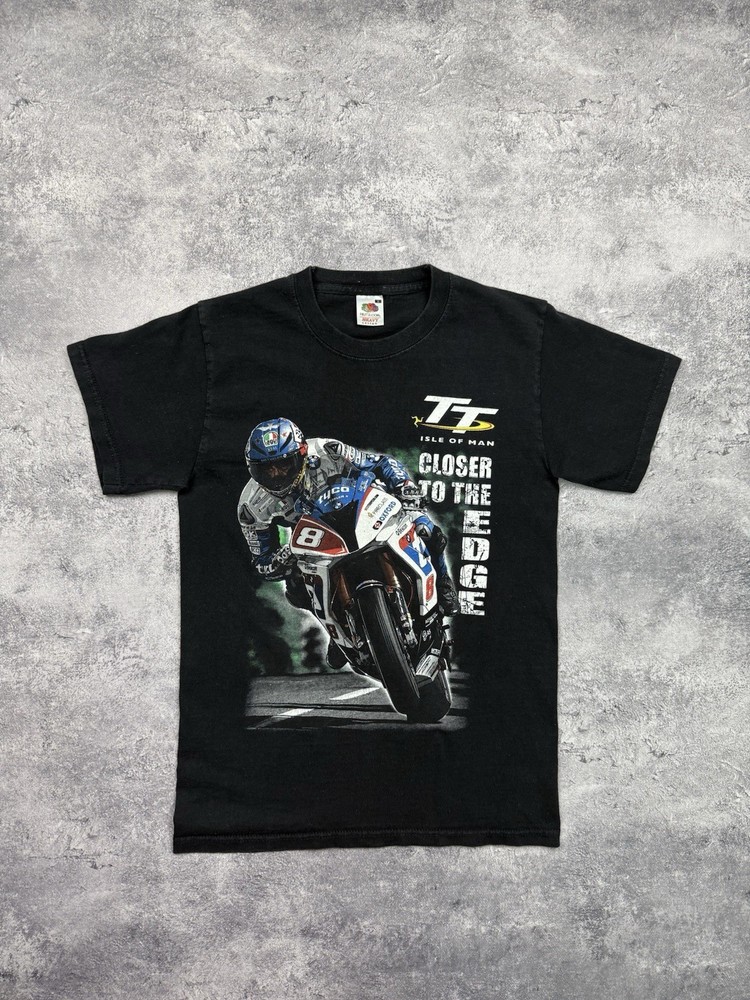 Vintage Isle Of Man TT Races Motorbike Racing Road Black T-Shirt Tee 90s