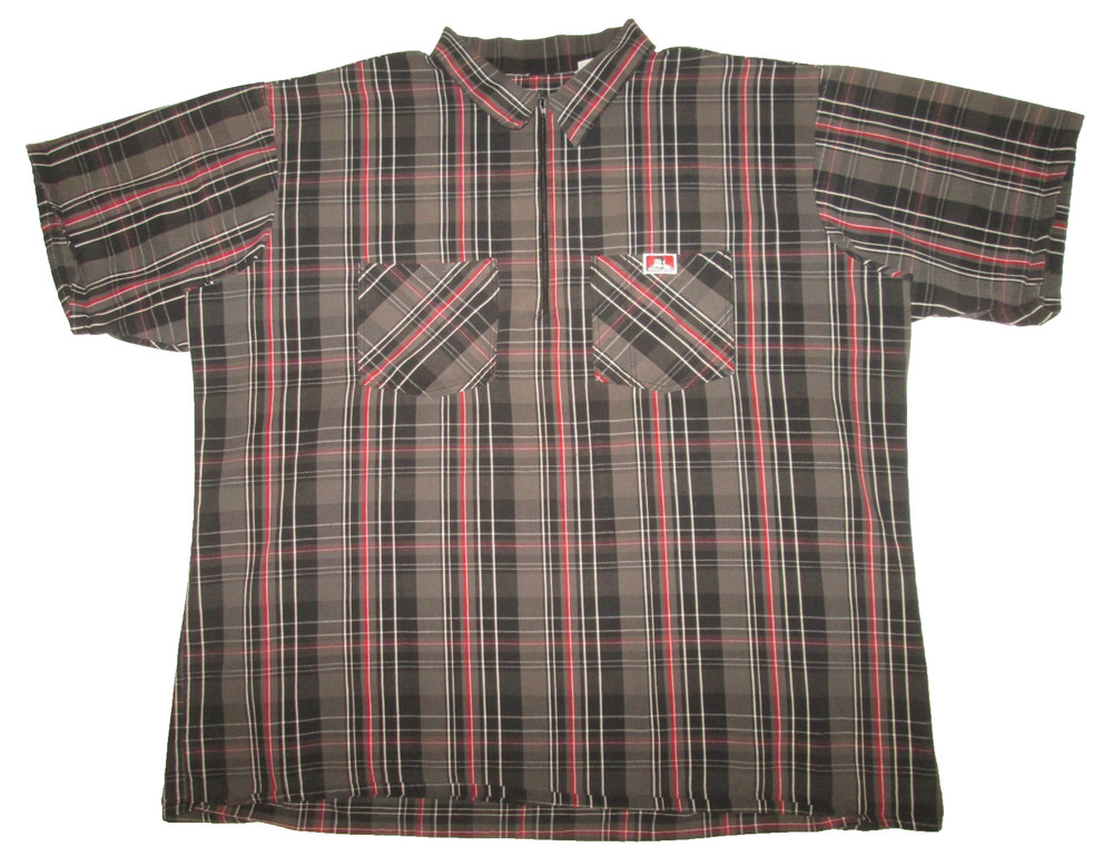 Ben Davis 1/2 Zip Short Sleeve Shirt Men’s 3XL Plaid USA