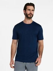 Athletic Works Men’s Blue Solid Crew Neck Short Sleeve T-Shirt Regular Size M